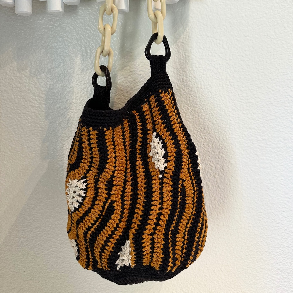Rachel Comey Black and Rust Crochet Tote